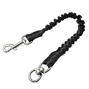 Reflective Nylon Dog Extension Leash Heavy Duty Durable Elastic Walking Running Extension Lead for Small and Medium Dogs (Black)