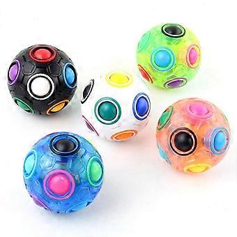 Magic Rainbow Puzzle Ball, Twelve Hole Mixed Color Magic Ball, Puzzle Game, Fun Stress Relief, Magic Ball, Mind Exercise Task (Pink, Green and Blue)