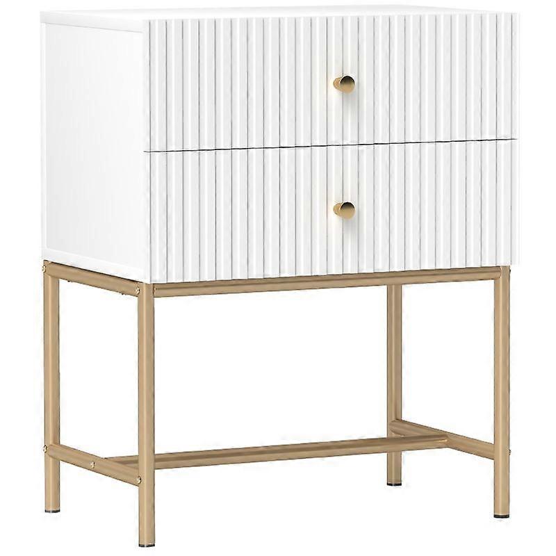 Elegant Two-Drawer Bedside Table - White