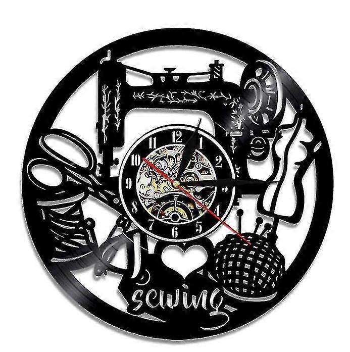 Sewing Machine Vinyl Record Wall Clock,retro Decorative Wall Clock