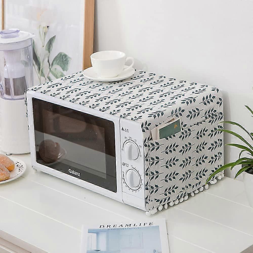 Green Wheat Ears Pattern Microwave Oven Dust Proof Cover - Accessory