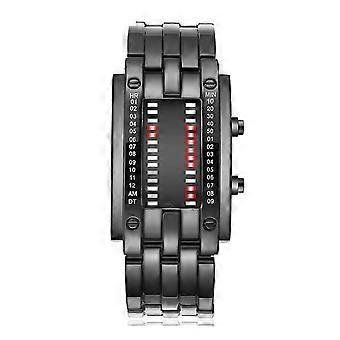 Mode Herren Binäre Sportuhr Digital LED Matrix Schwarzes Armband Quadratische blaue Hintergrundbeleuchtung Uhren