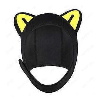 Cat Ears Scuba Diving Hood Cap Lovely Surfing Cap for Sailing Kayaking Canoe black white ear Sxx