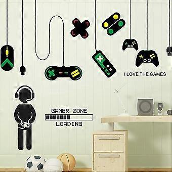 Adesivos de Parede para Controlador de Gamer - Posters para Quarto de Meninos, Decoração de Parede de Gamer, Mural de Vinil Artístico Removível à Prova d'Água para Meninos Crianças Adolescentes 01 - -