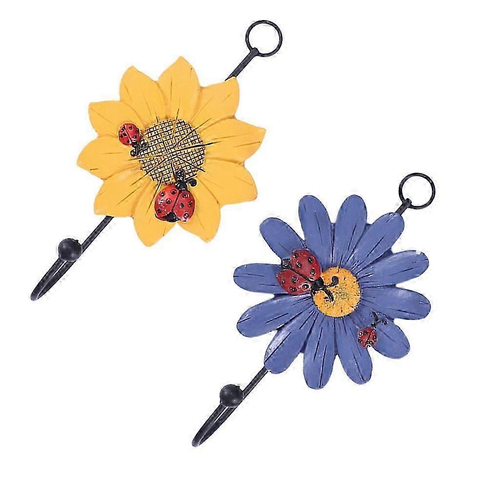 Resin Daisy Key Coat Hooks | Wall Mount | Assorted Color | 2Pcs