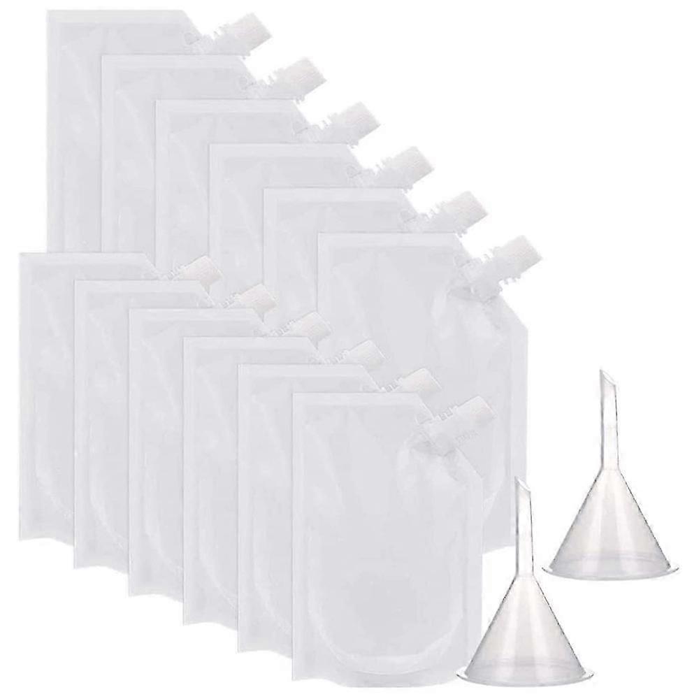 20 Pack 350ml Plastic Liquor Pouch Drinks Flasks with 2 Funnels