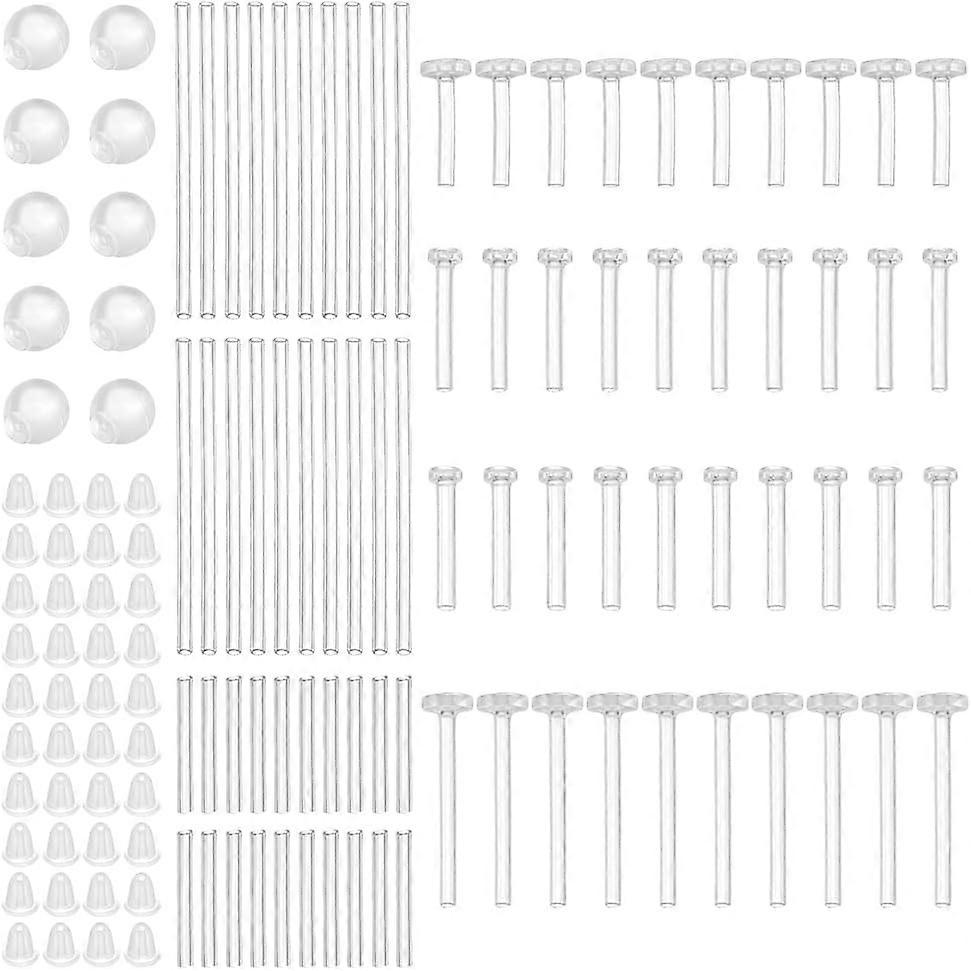 170Pcs Silicone Plastic Earring Backs: 8 Styles Transparent Modern