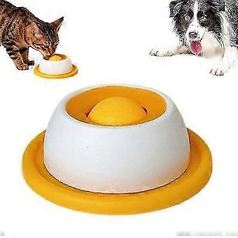 Interactive Slow-Drinking Cat Bowl - Non-Slip, Anti-Vomiting and Educational Pet Food Bowl [Yellow] Yellow