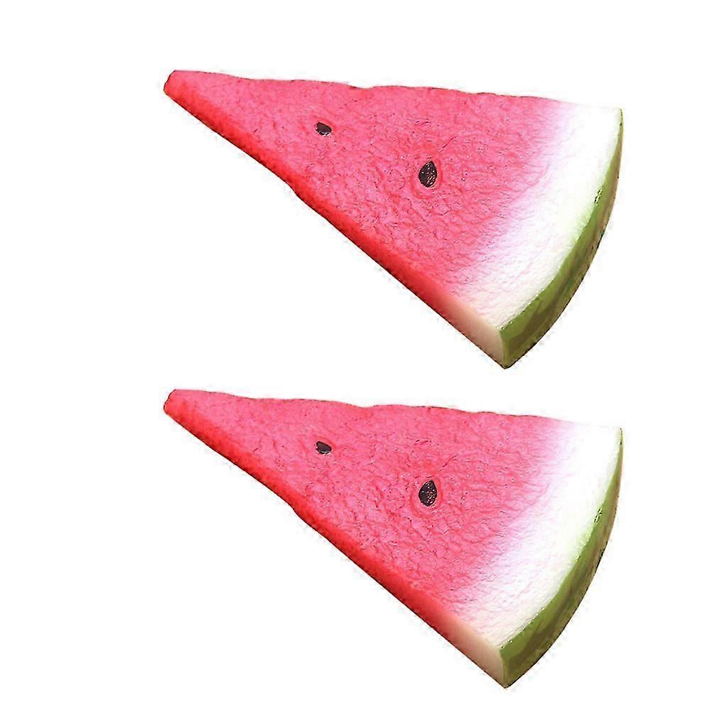 PVC Simulation Watermelon Slices 2Pcs Realistic Decor Pieces