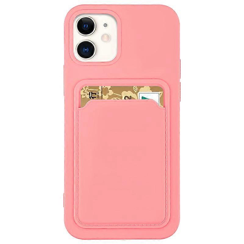 Case For iPhone 13 With Silicone Card Holder Pink