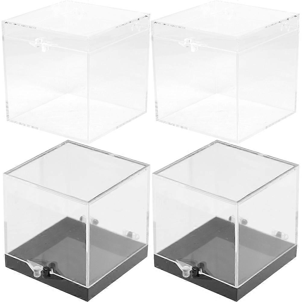 Mineral Specimen Boxes Clear Cube Display Boxes for 4Pcs Storage