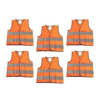Colete Refletivo Infantil de Alta Visibilidade para Atividades ao Ar Livre, Corrida e Ciclismo, Laranja Fluorescente, Tamanho P, Pacote com 6 Peças