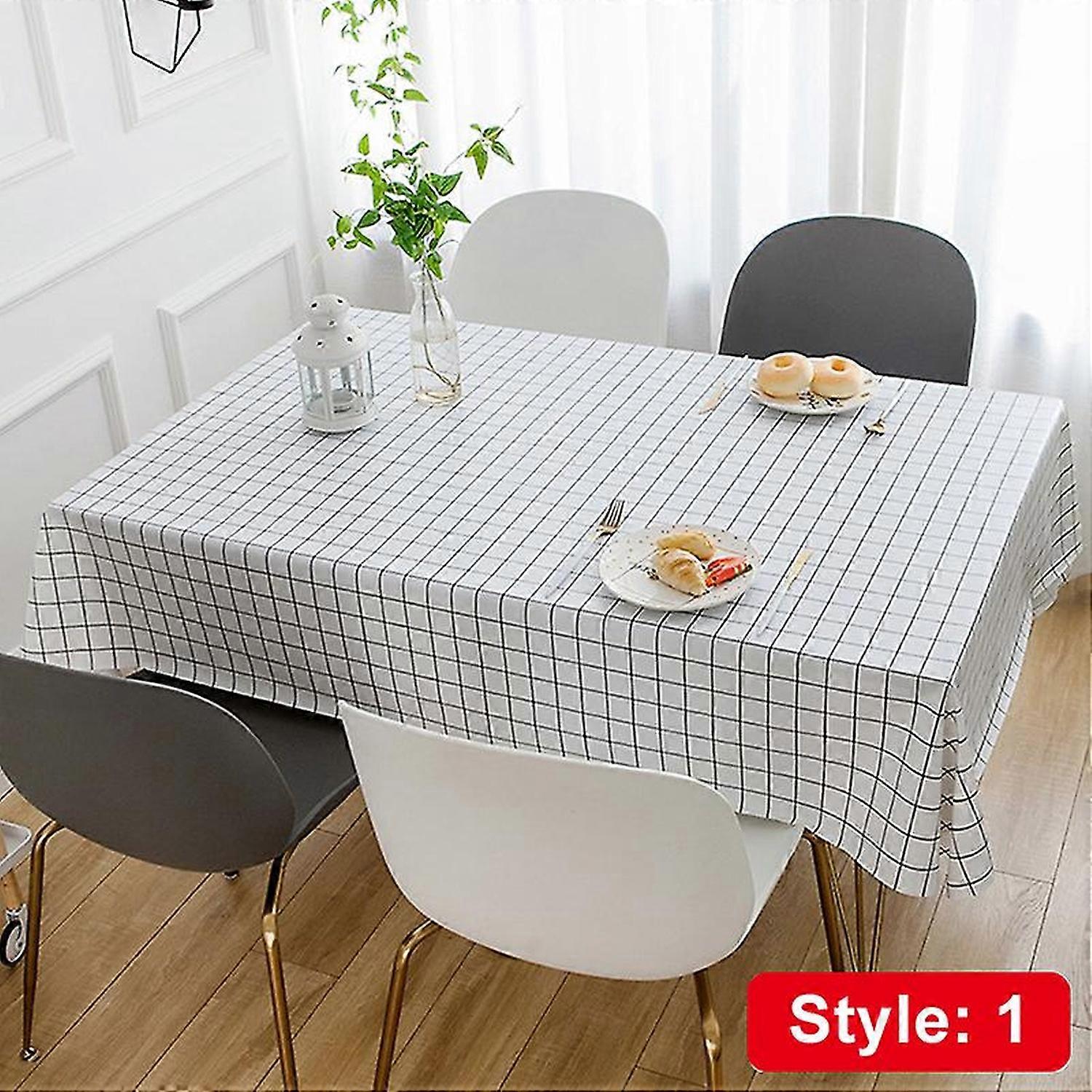 Tablecloth Dustproof Rectangle Table Cover Slip Resistant Simple Plaid Style 140*180cm