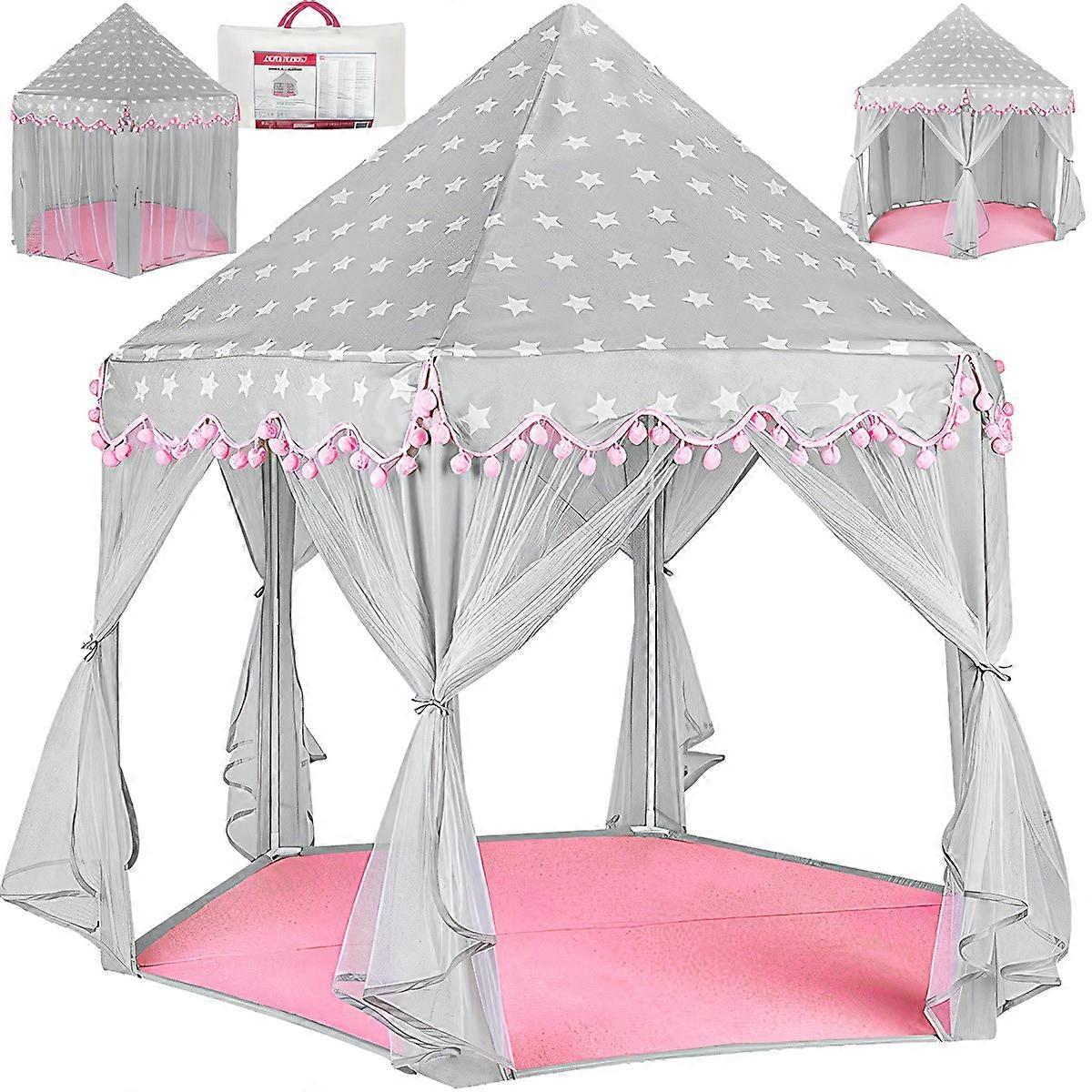 Leketelt for barn grått og rosa
