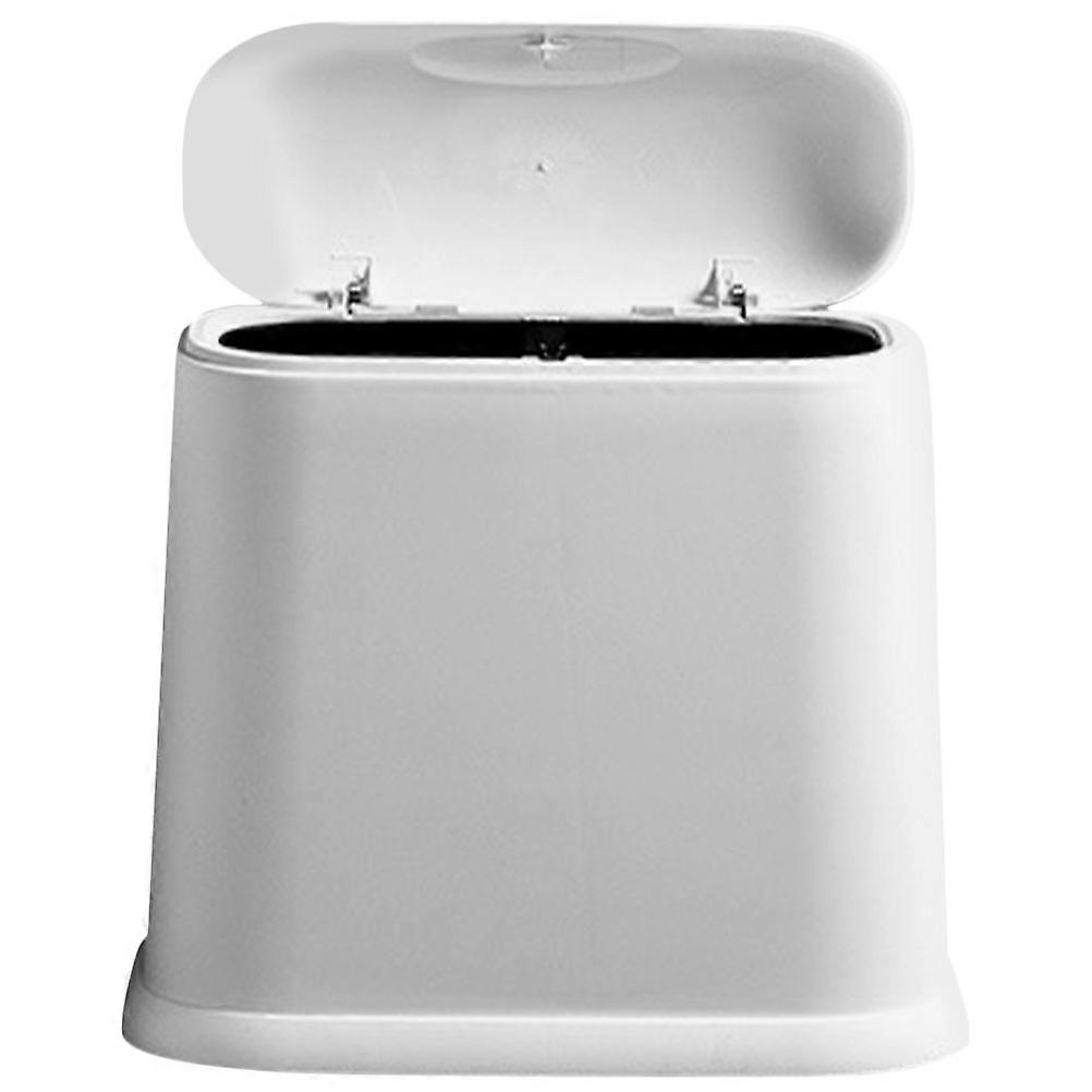 White Plastic Trash Can Compact Garbage Bin for Home Use