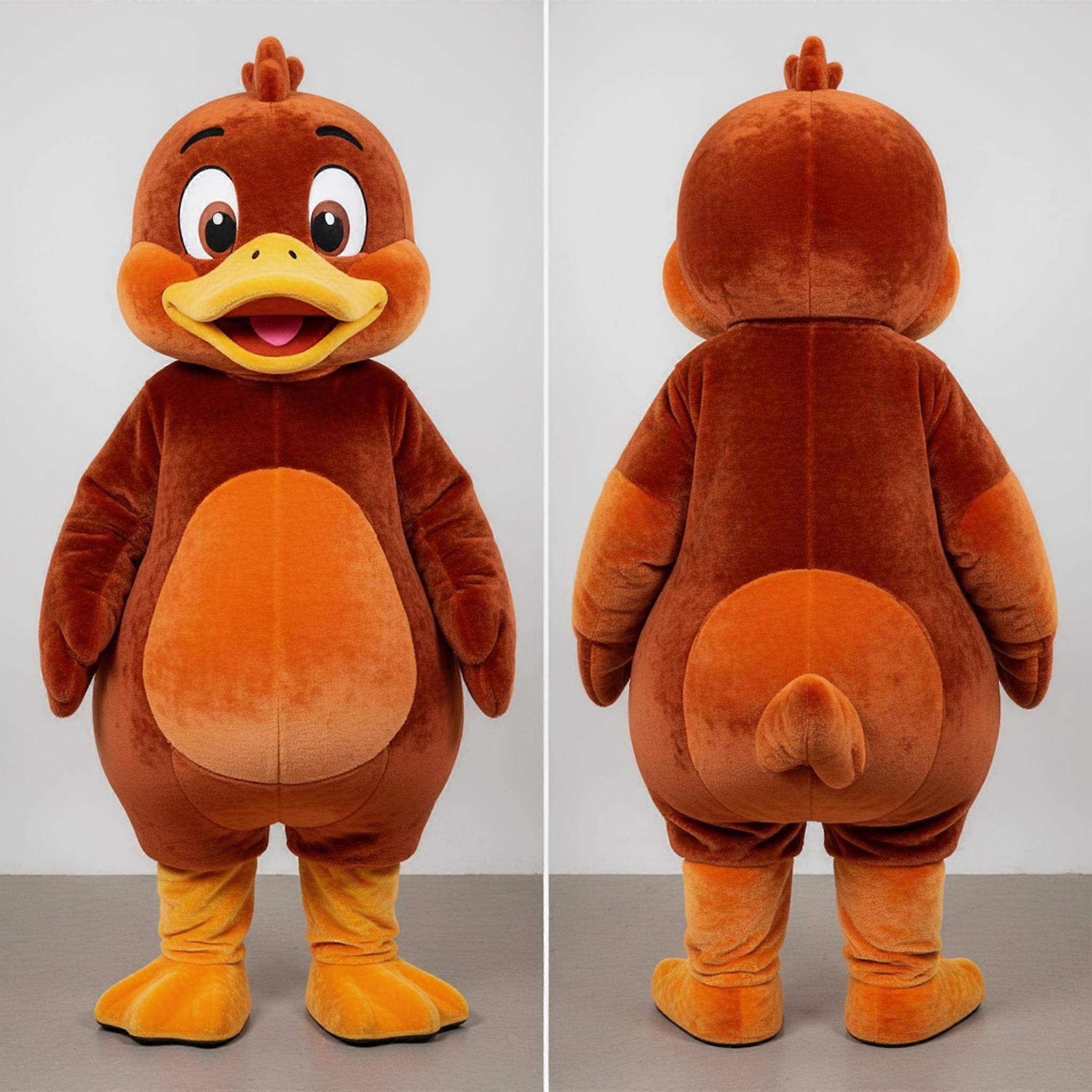 MASTICOT Rust Orange Fluffy Duck Mascot