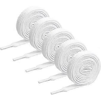 5 Pairs 8mm Flat Sports Shoelaces White Compatible with Adult Child Sports Shoes