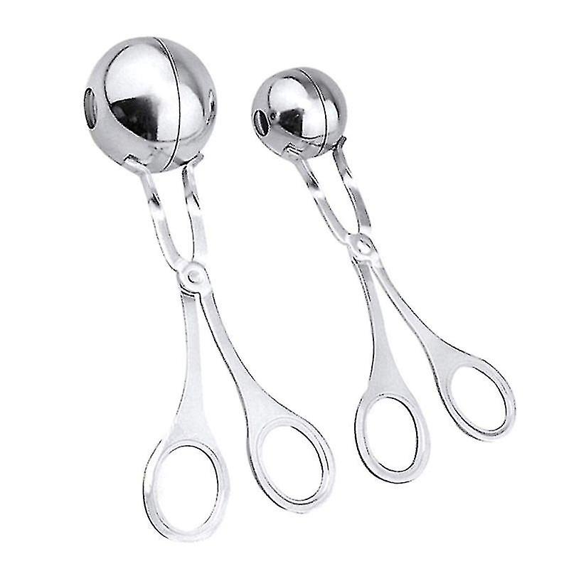 Fleischballer, 2pcs Edelstahl Ball Maker Non-Stick Fleischballer Zange Cake Pop Maker Cookie Doug