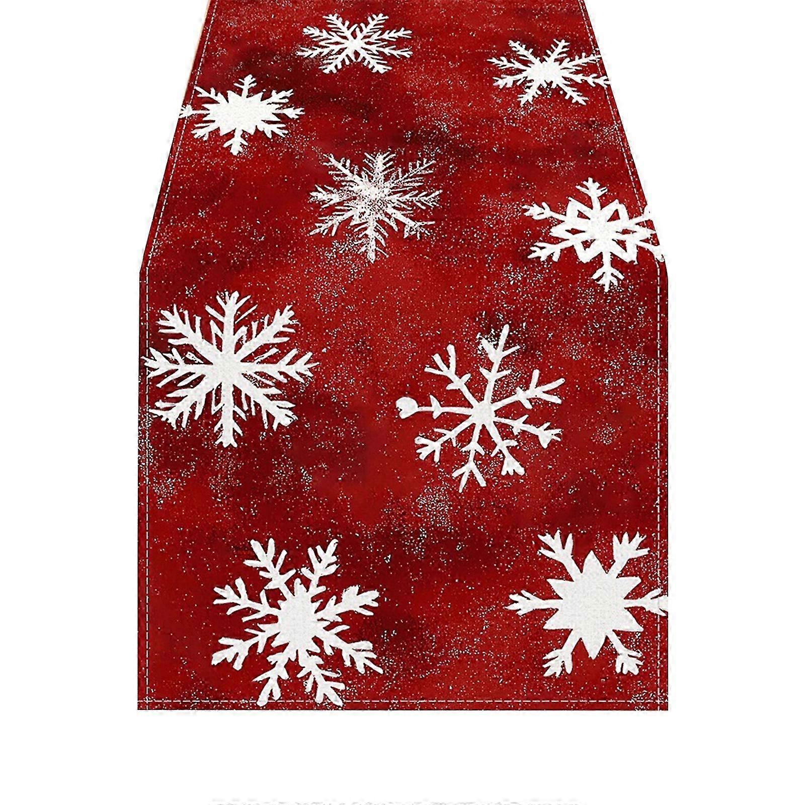 Water Resistant Red Snowflake Table Runner