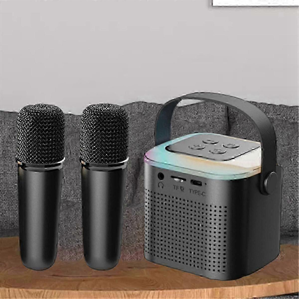Portable Bluetooth 5.3 Speaker with 2 Wireless Microphones for Home Singing
