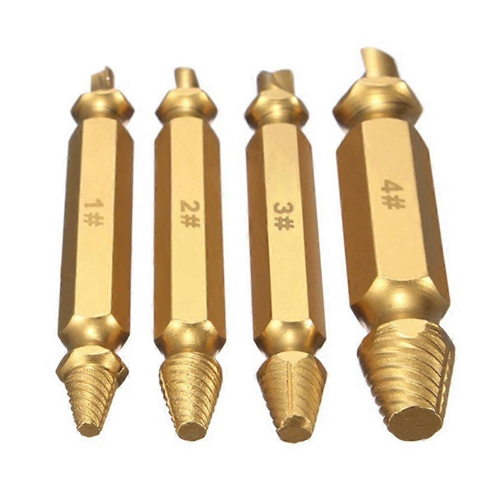 4Pcs Dual Head Screw Extractors Kit Broken Damaged  Remover Drill Bits