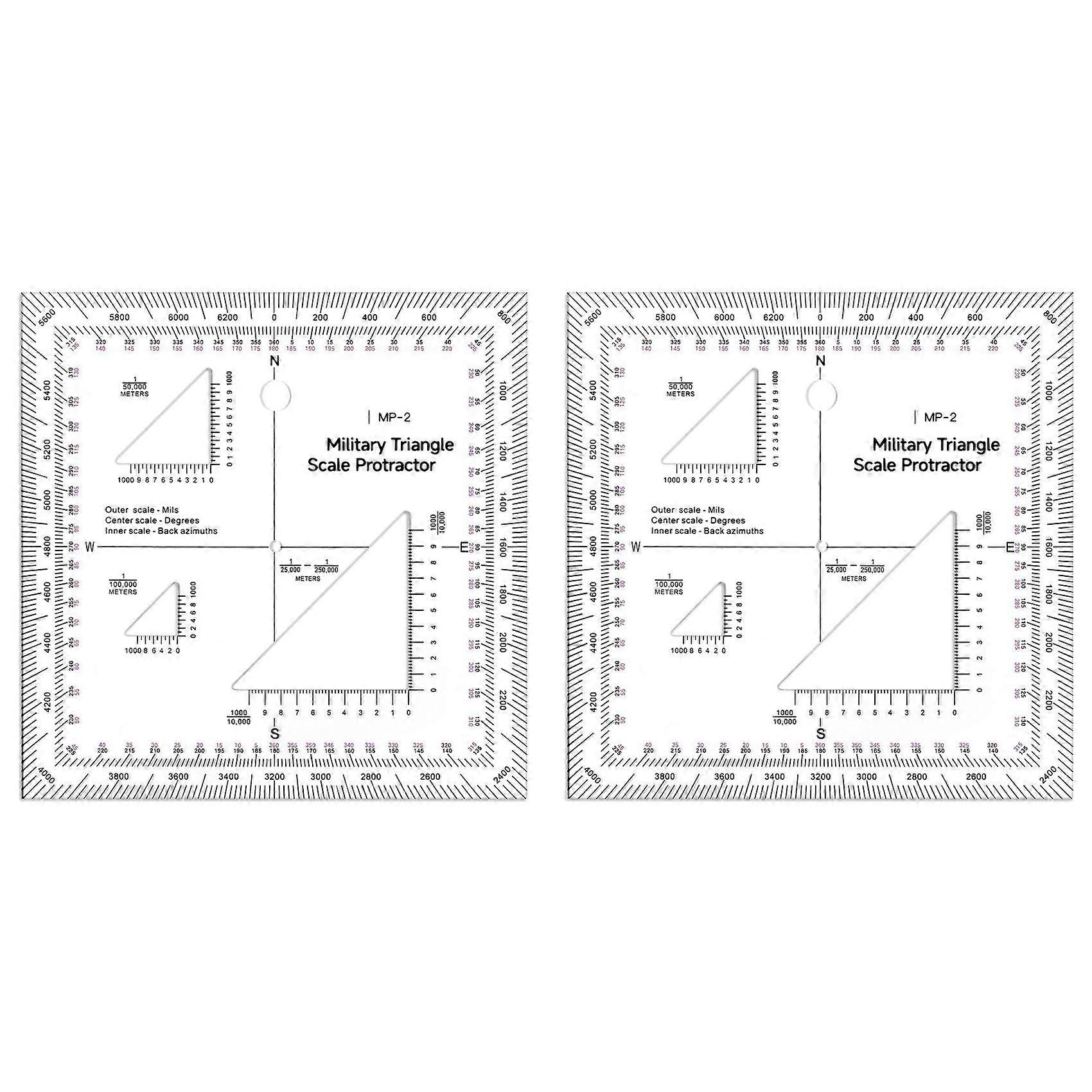 2pcs 5 Inch Map Protractor Utm/Mgrs Coordinate Scale Map Cut Land Navigation Protractor