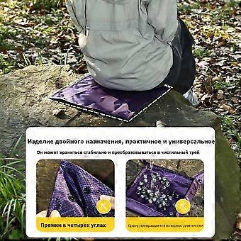 Coussin de siège pliable, portable, ultra-léger, petit, avec poche de rangement au sol, pour le camping, résistant à l'humidité, noir