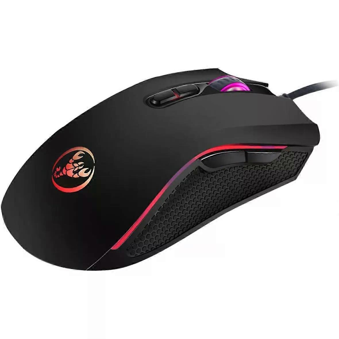 Black Gaming Mouse Wired 7 Buttons Adjustable 3200 Dpi Abs