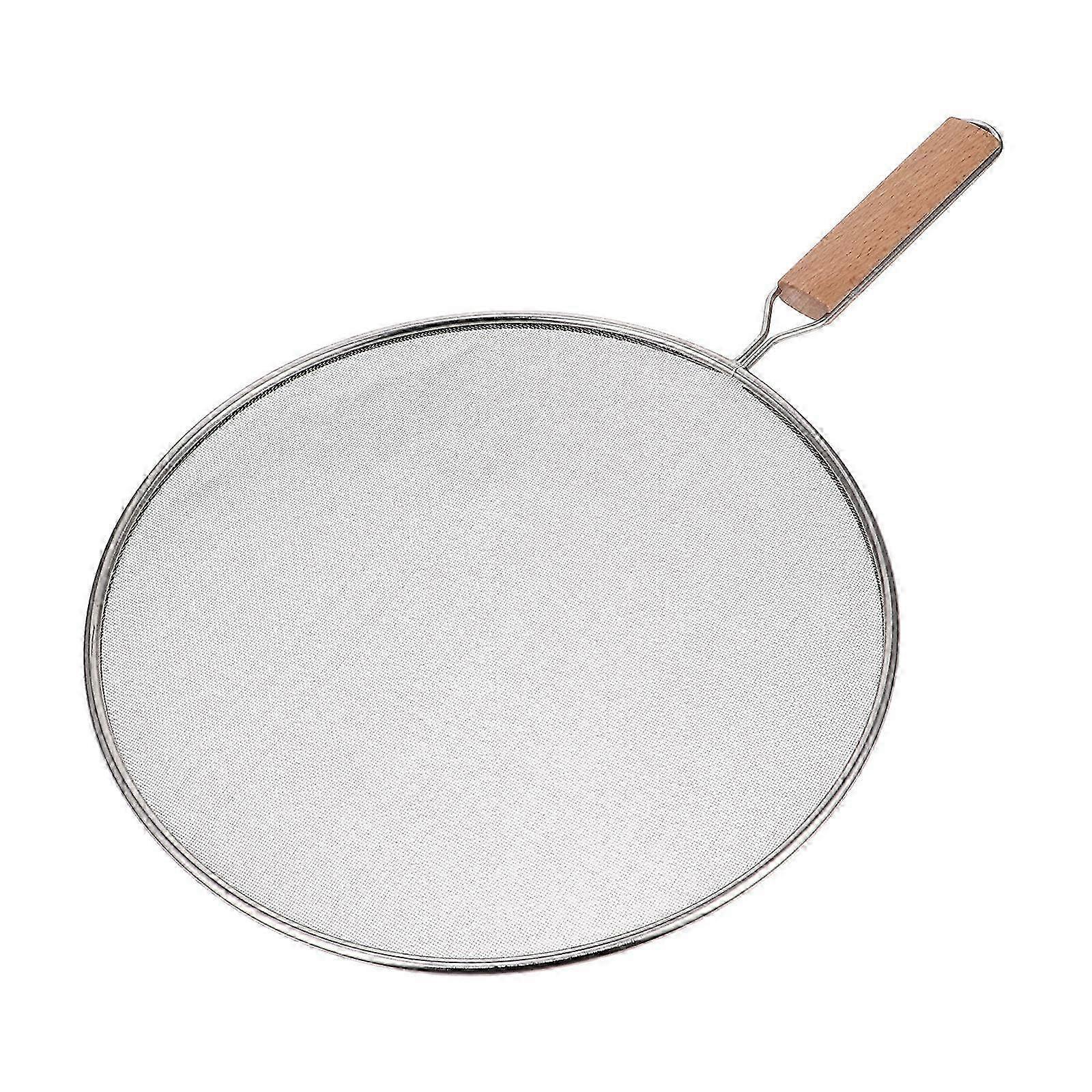 Rigid Stainless Splatter Screen With Solid Wood Handle