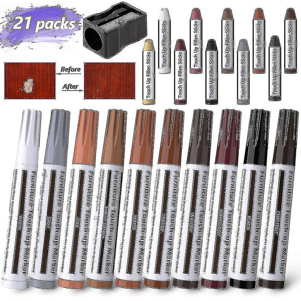 ערכת תיקון רהיטים, 21 ארז עץ מילוי עץ תיקון עץ תיקון רהיטים טוש תיקון ורהיט שעווה מקל עם ערכת מחדד