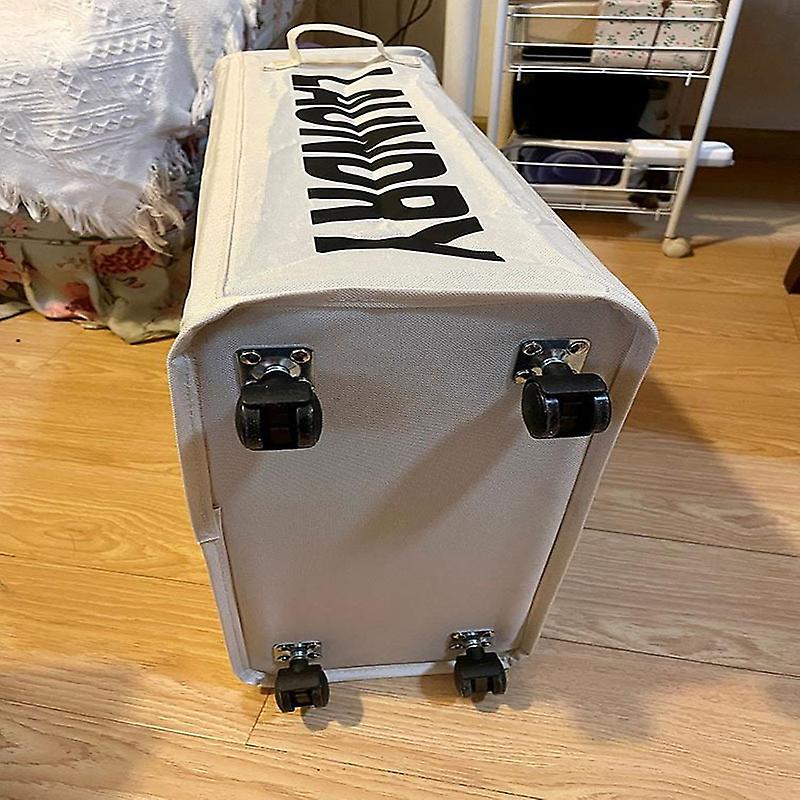 Laundry basket on wheels, foldable, Fabric, beige, Slim