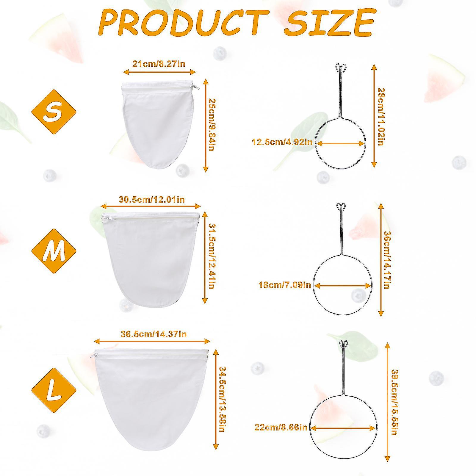 Sac filtrant à maille ultra fine, sac filtrant alimentaire réutilisable commercial et cadre en acier inoxydable avec poignée, utilisé pour filtrer le lait de noix, le café, le lait, les fesses