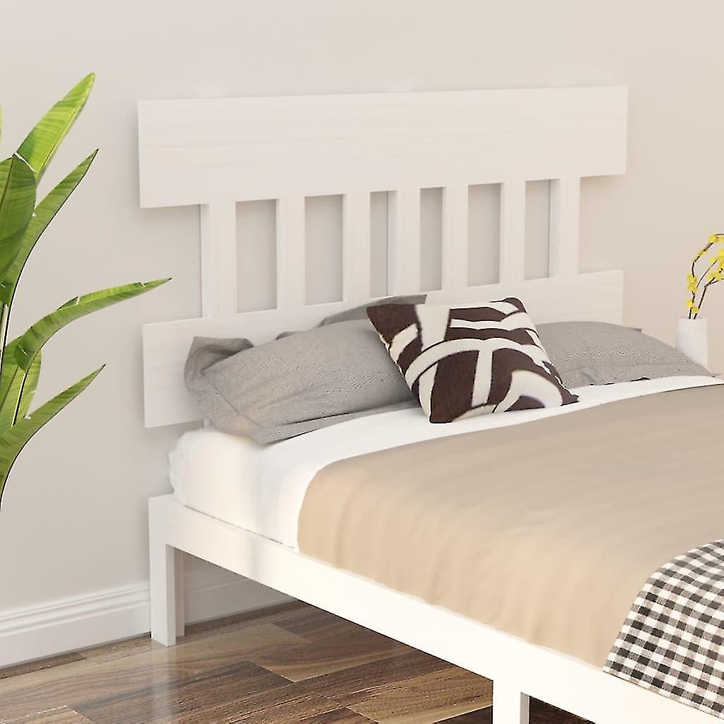 Headboard White 203.5x3x81 cm Solid Pine Wood