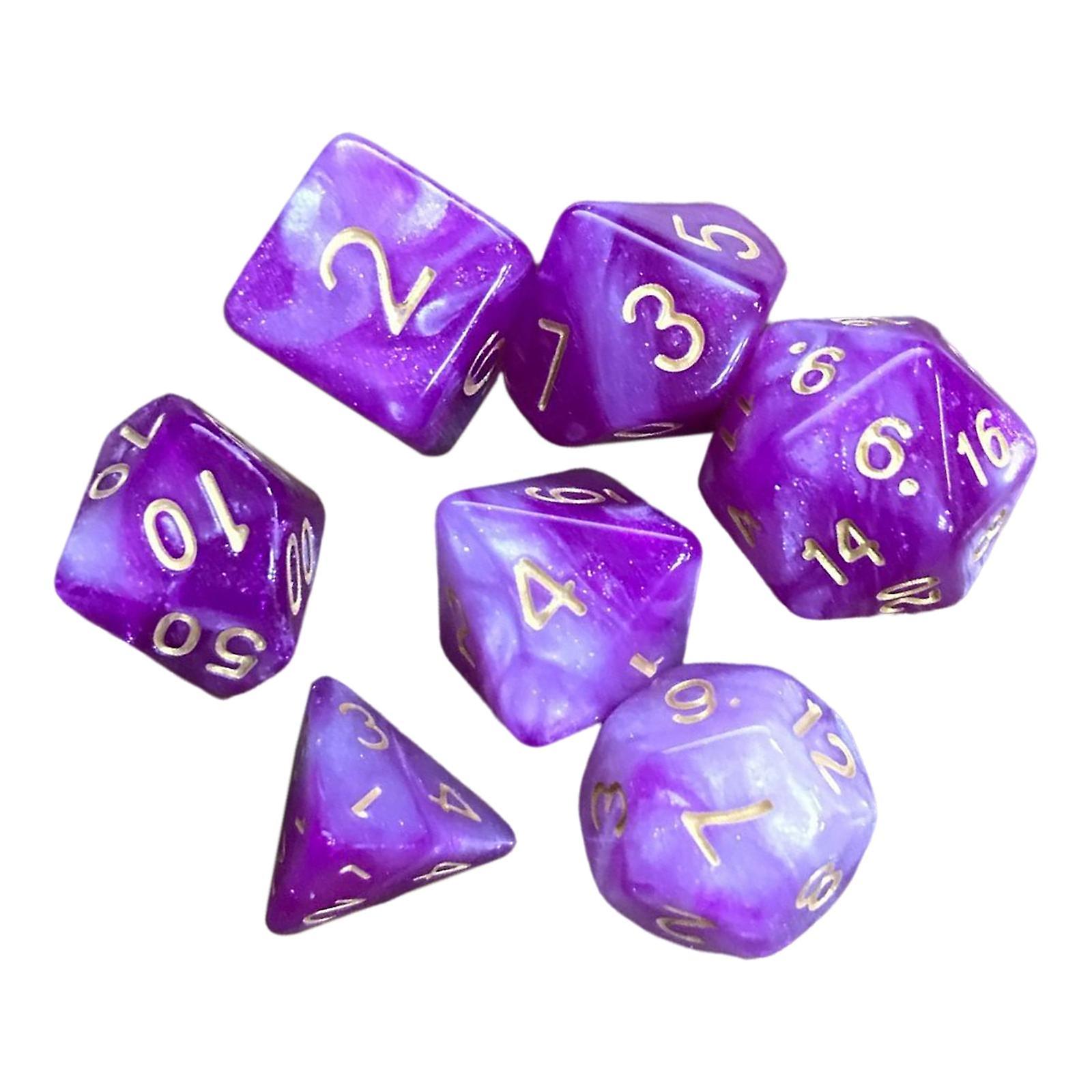 7x Polyhedral Dice Astrological Divination Dice Party Game Dice Game for Bar purple and white