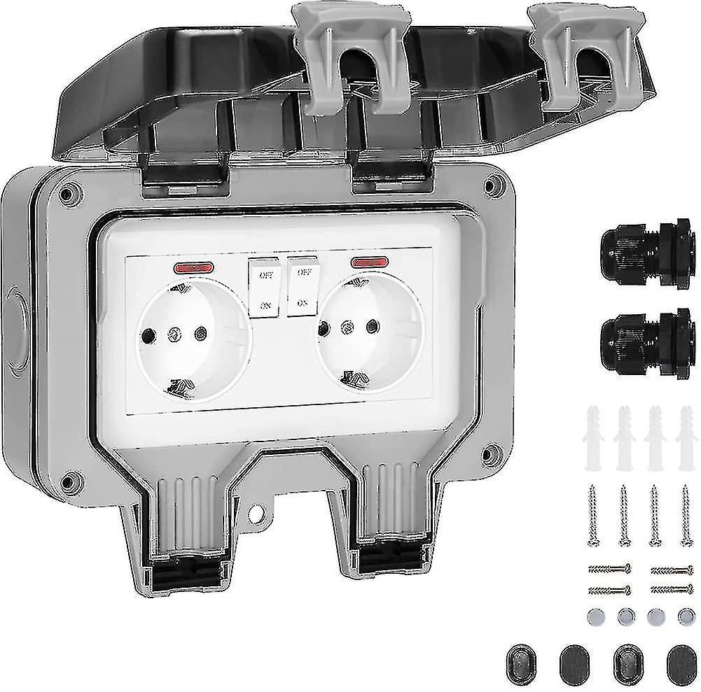 Enchufe de pared impermeable Ip66 Enchufe impermeable al aire libre con interruptor, impermeable