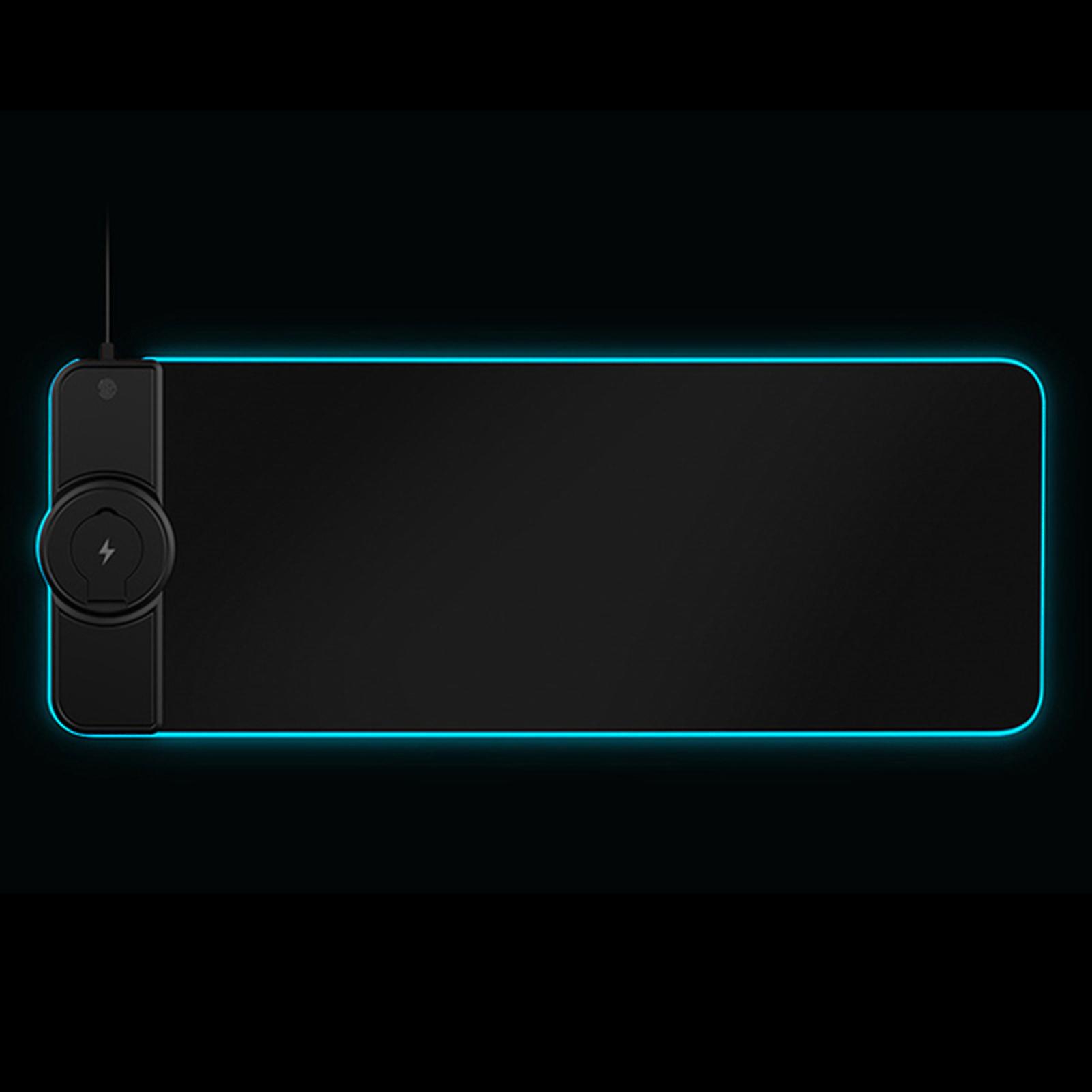 RGB Illuminated/Black Wireless Charging Mouse Pad Smoothly Surfaces Waterproof Desk Mat for Laptops Computer