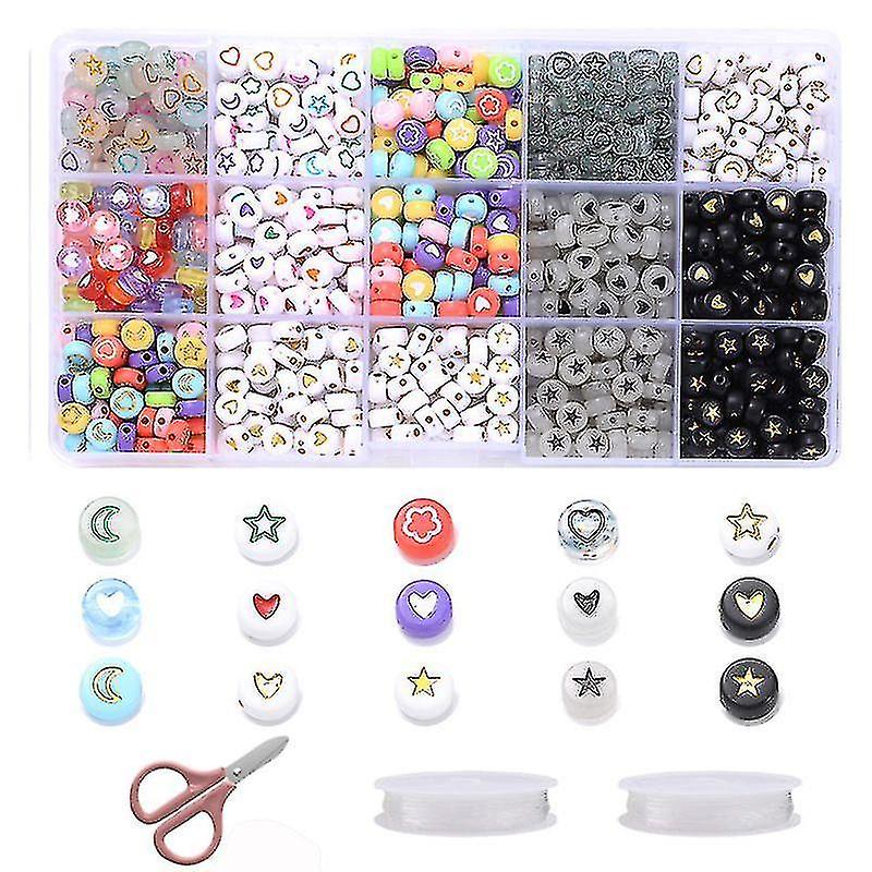 Mixed Beads Set For Jewelry Making 3mm Seed Beads+6mm Polymer Clay Flat Beads For Bracelet Making Di