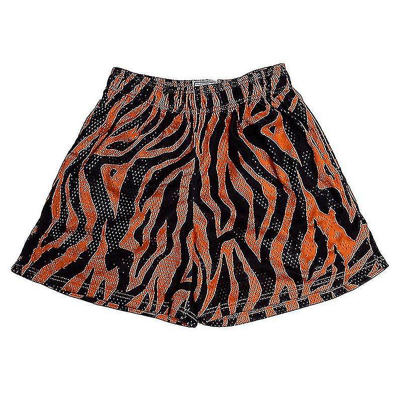 Mens Elastic Waist Short Pants Workout Bottoms Leopard Print Mini Trousers High Quality