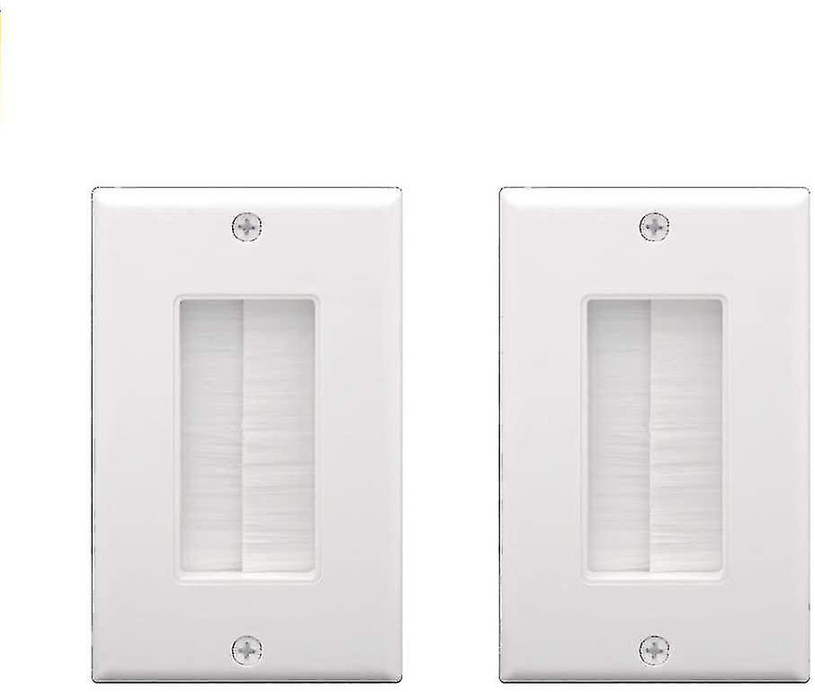 Brush Wall Plate Cable Pass Through Insert For Wires Single Gang White Faceplate