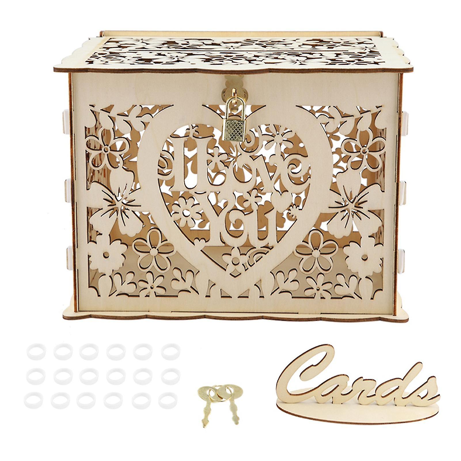 Boîte à cartes de mariage avec clés, boîte cadeau en argent DIY pour fête d'anniversaire