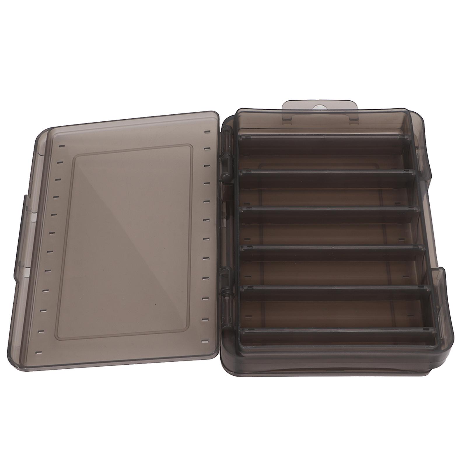 Double Sided Lure Box Breathable Space Saving Portable Waterproof Lure Box with Handle for Fishing Gray 