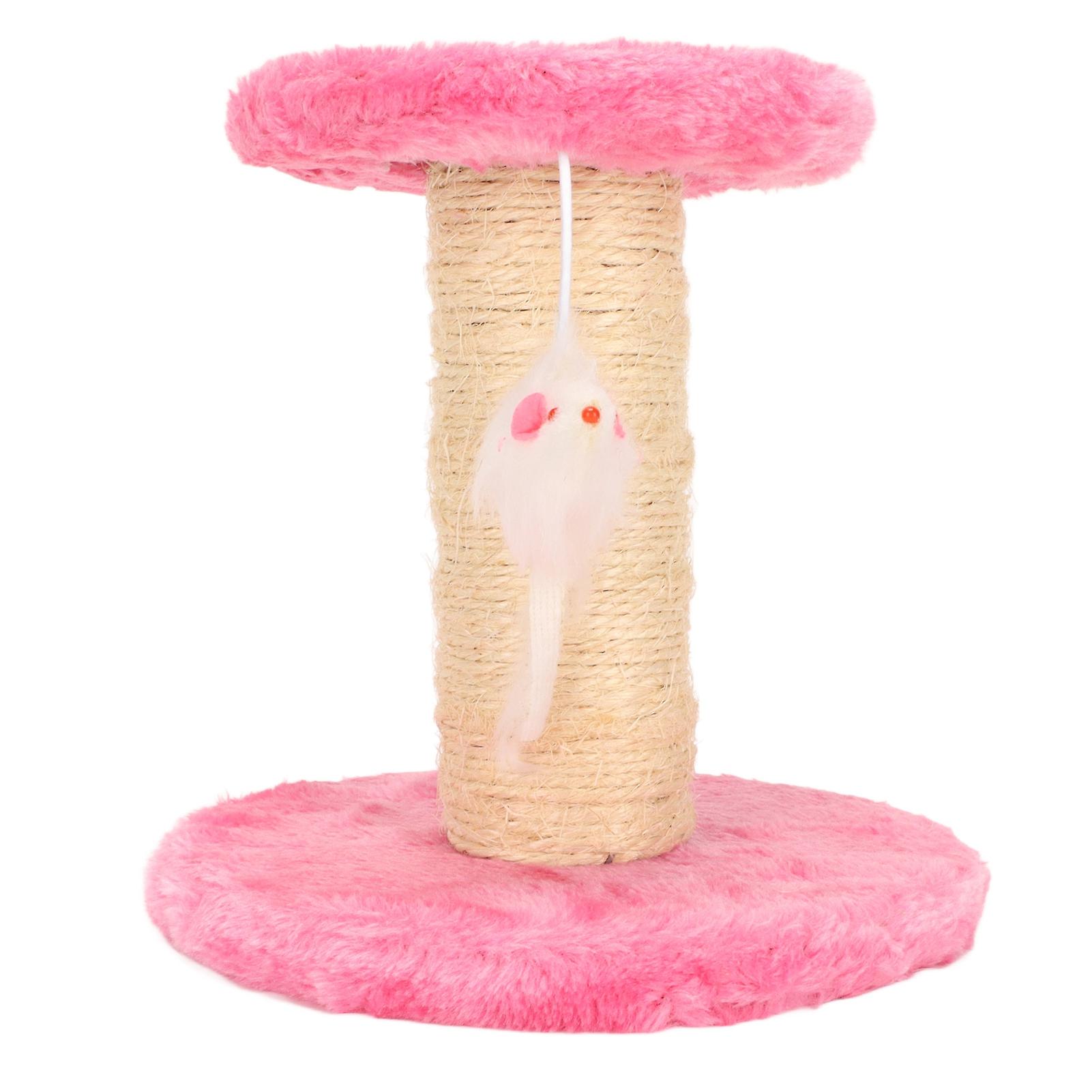 Arbre à chat interactif en peluche douce, 2 couches de corde en sisal, pour chats d'intérieur, chatons, rose