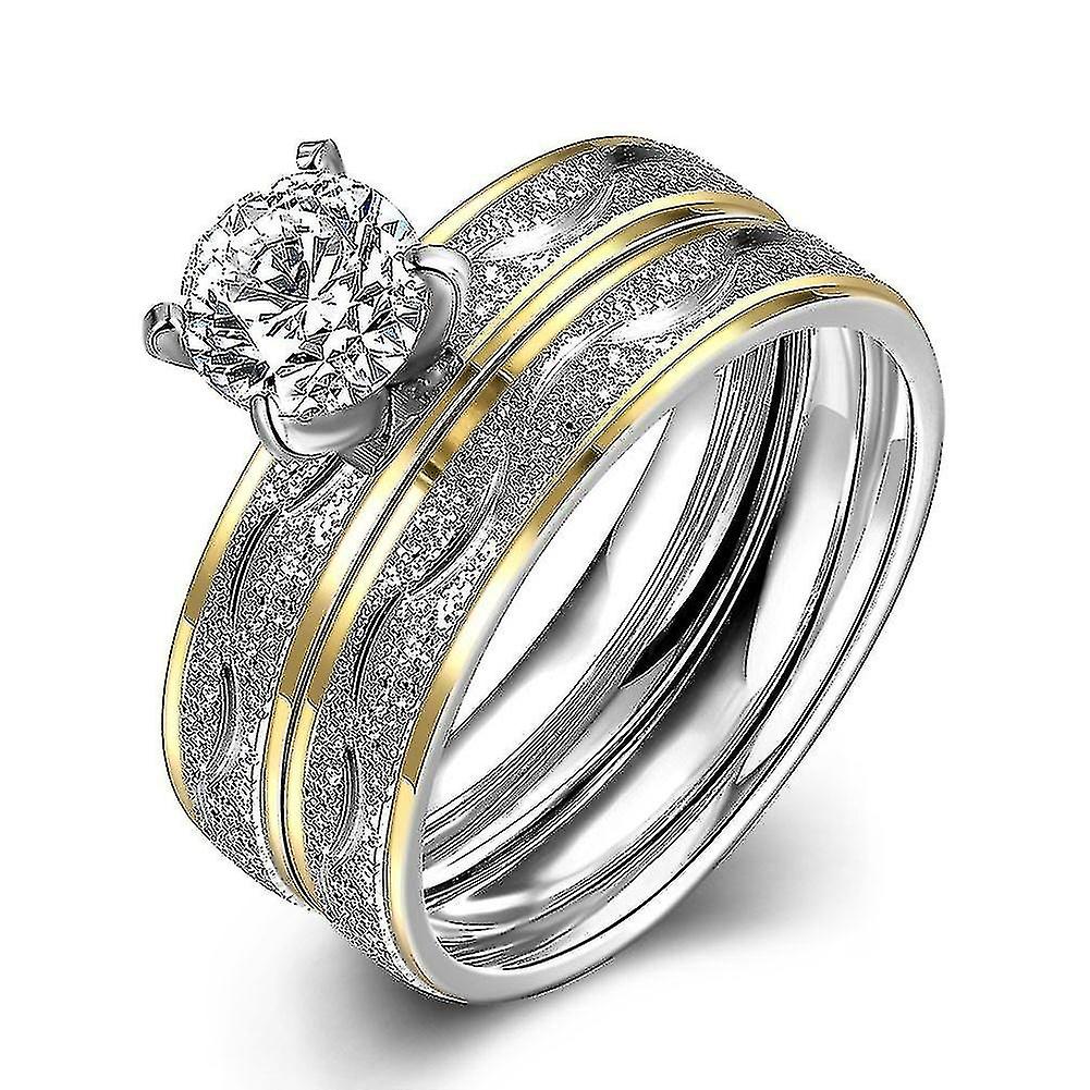 Par ringe - Damemode hvidguld farve Zirconia brud bryllup forlovelsesring smykker til gaver