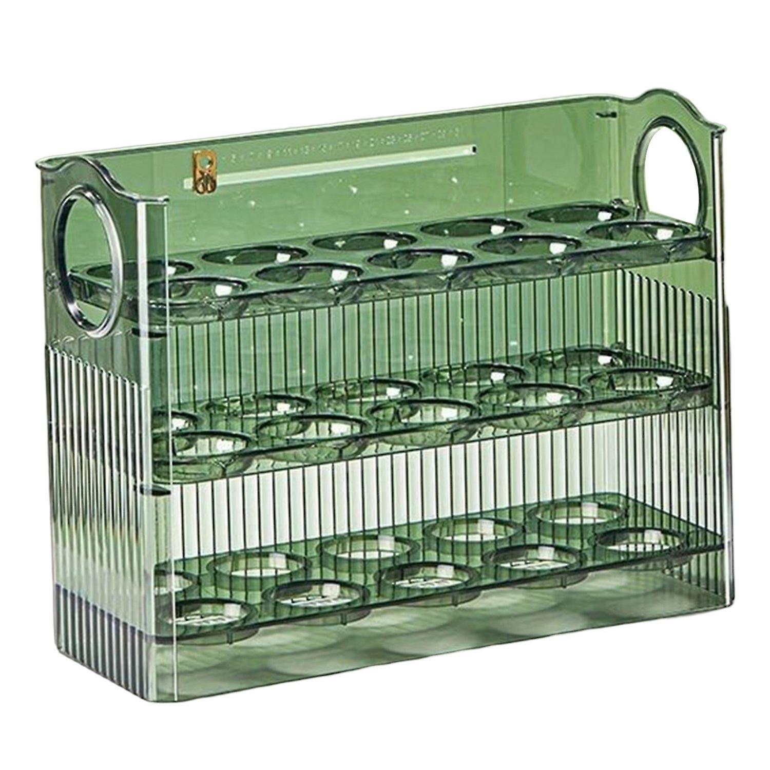 Egg Rack Rotatable Handle Design Protective Store Eggs Reusable Refrigerator Door Egg Storage Contai
