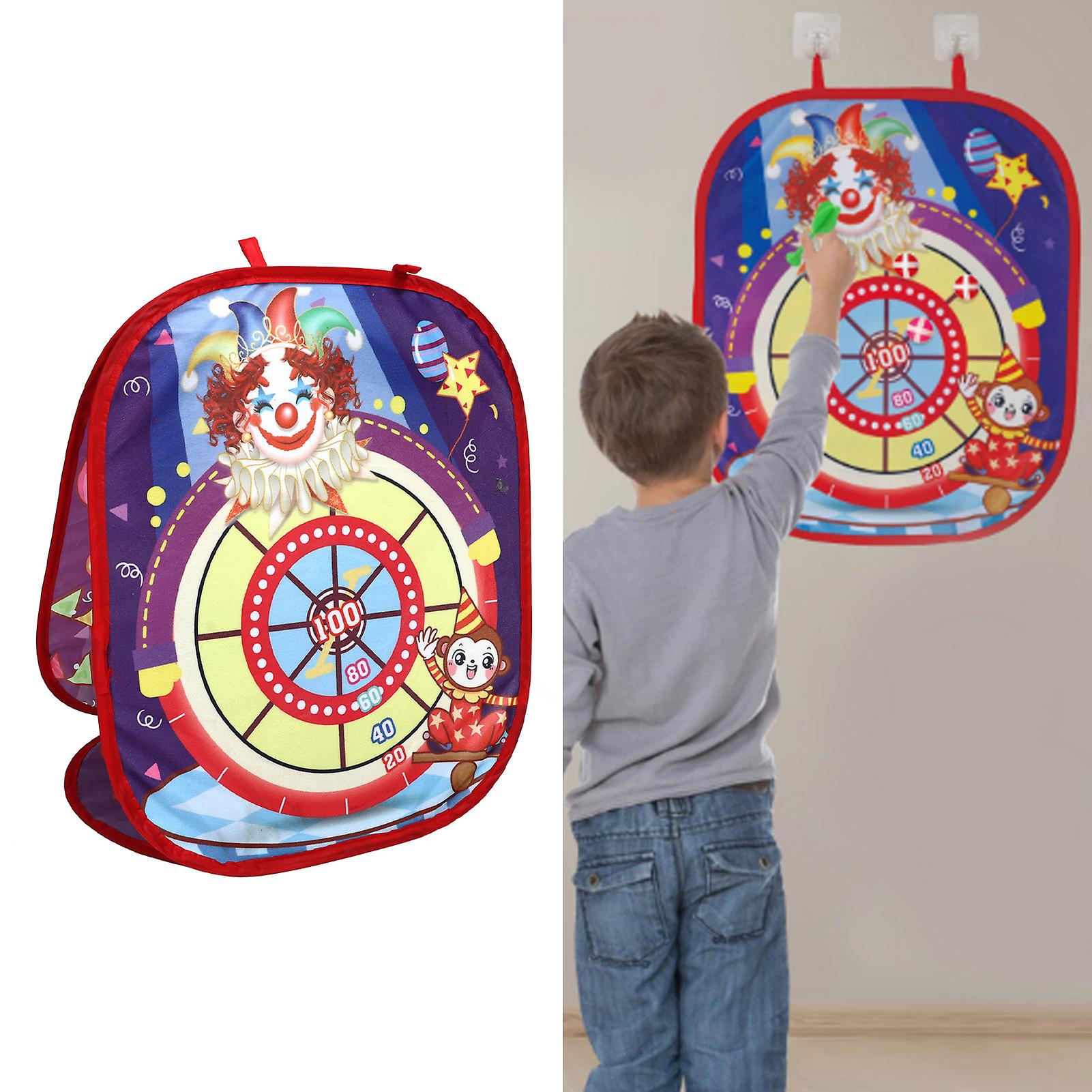Two-Sided Dart Board Game for Kids - Safe Sticky Ball Target Toy with Carry Handle