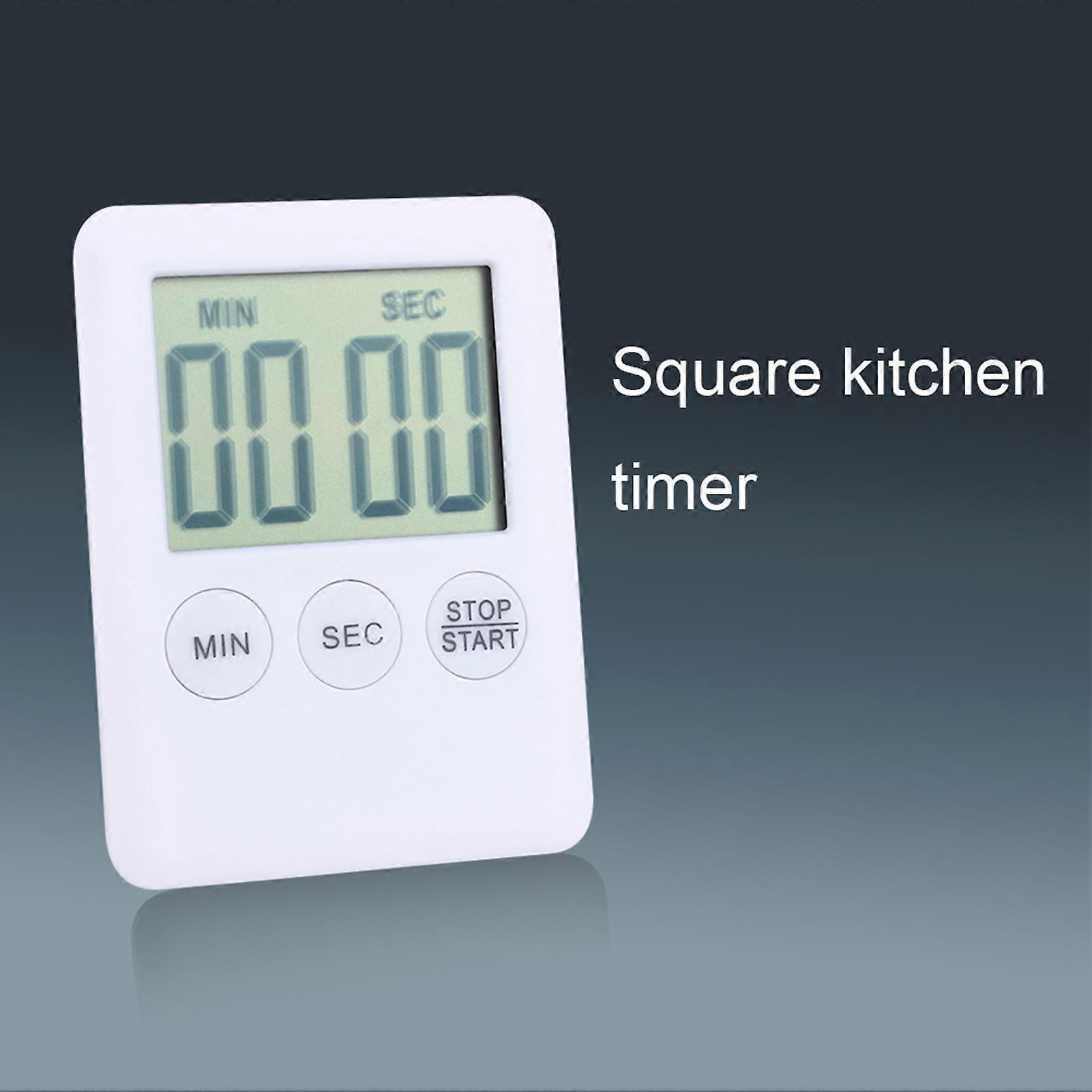 Large LCD Digital Kitchen Timer with Alarm and Magnet, White