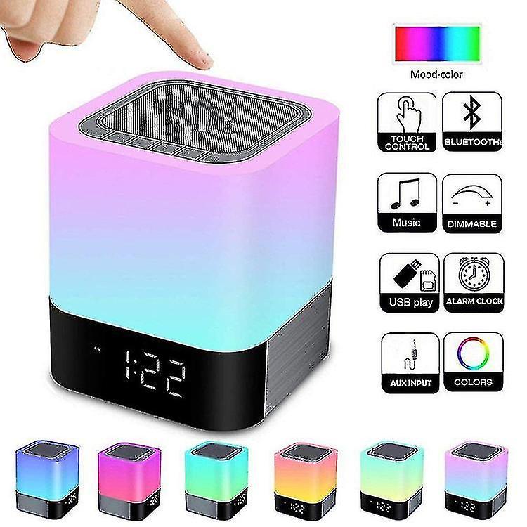 Colorful Light Mini Alarm Clocks Portable Wireless Bluetooth Speaker