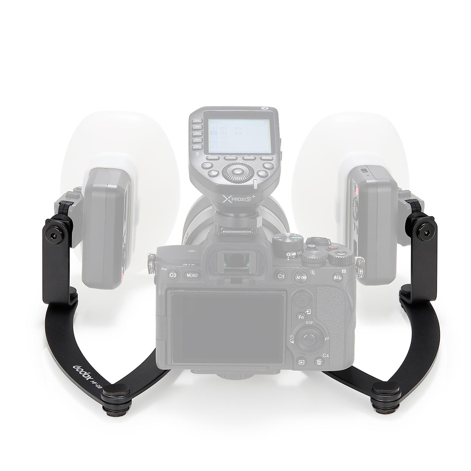 GODOX MF-DB Flexible Blitzhalterung mit zwei Blitzhalterungen Aluminiumlegierung 360° drehbarer Kopf Multi-an