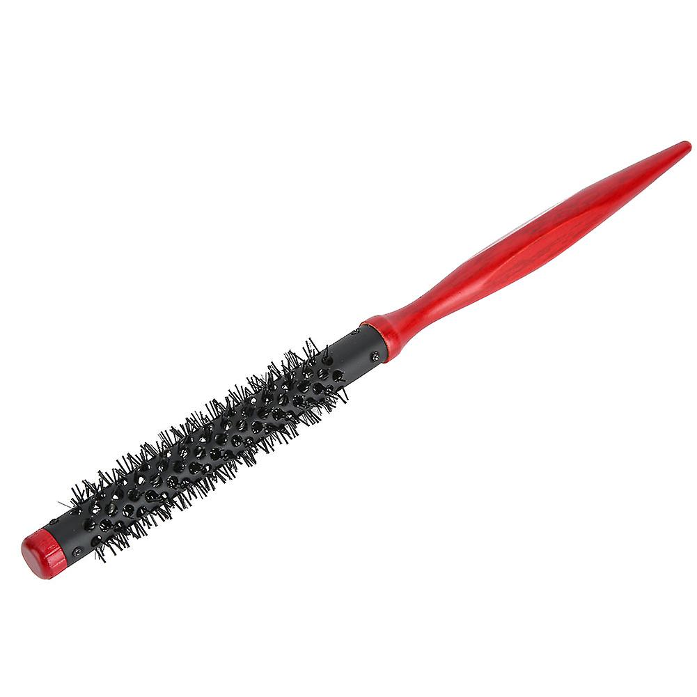 Wooden Handle Roller Comb with Nylon Bristles Red, Size Shown