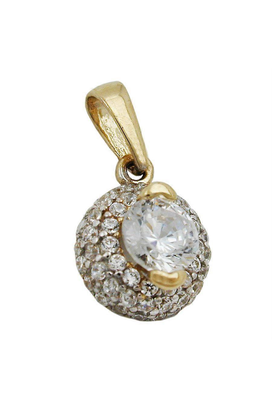 Pendant 9mm With Many Zirconias 9k Gold - Gl431291